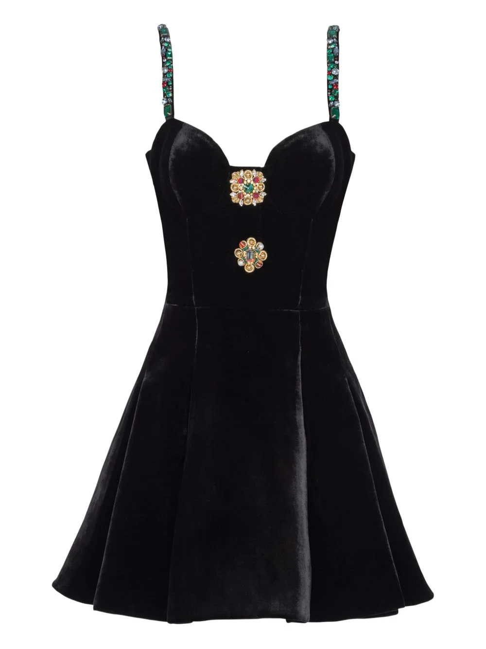 jewel-embellished velvet dress - 1