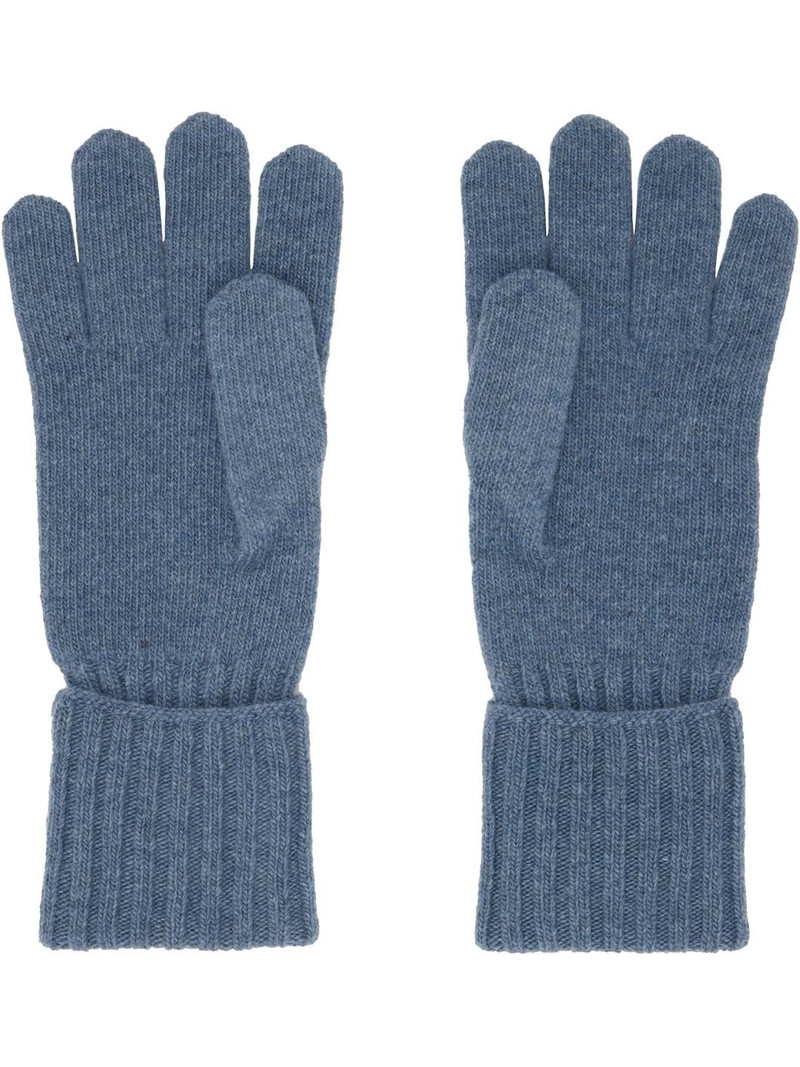 MM6 Maison Margiela Blue Wool-Blend Knit Gloves outlook