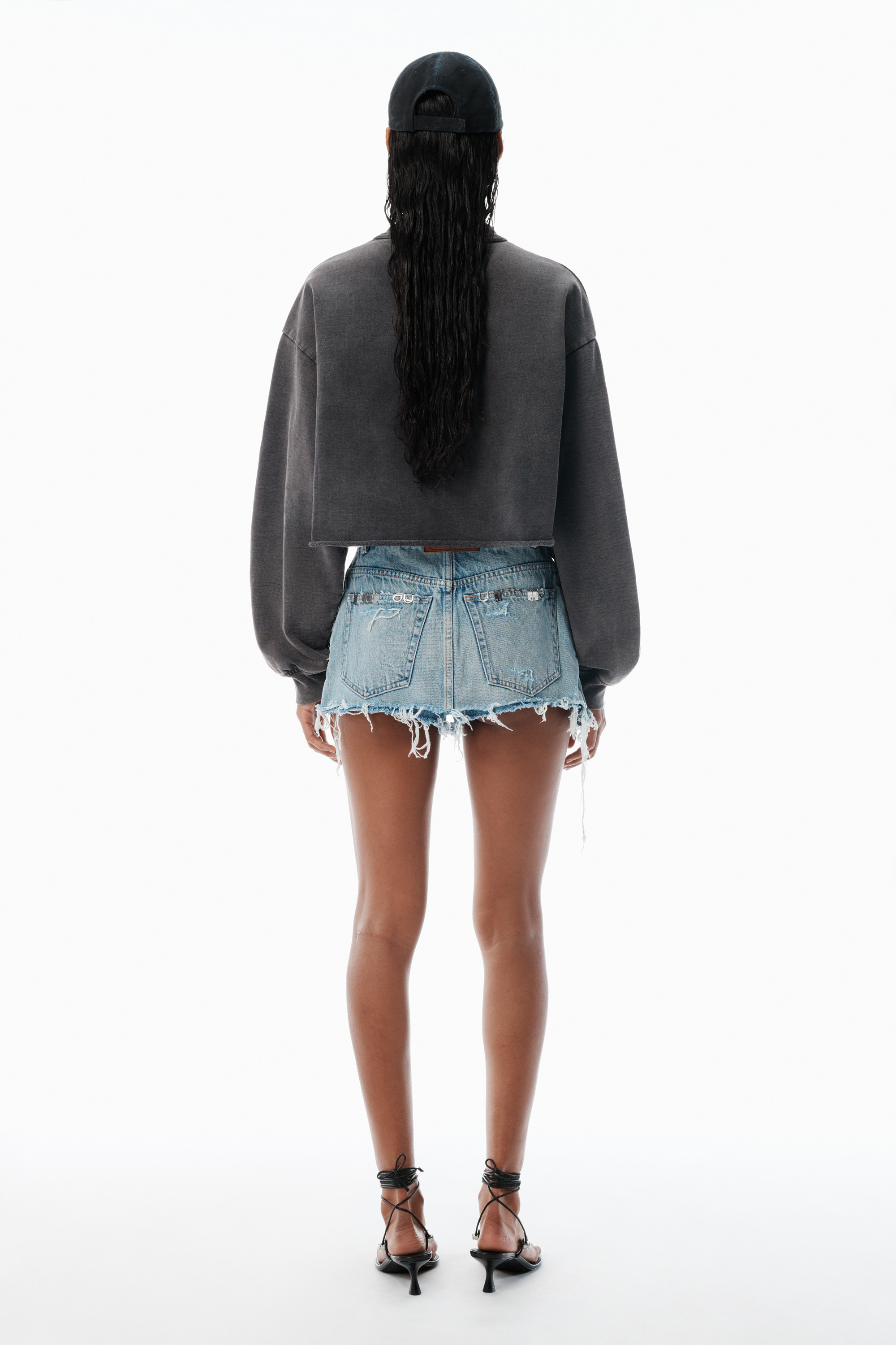 Black Cropped Sweatshirt with Logo - 4