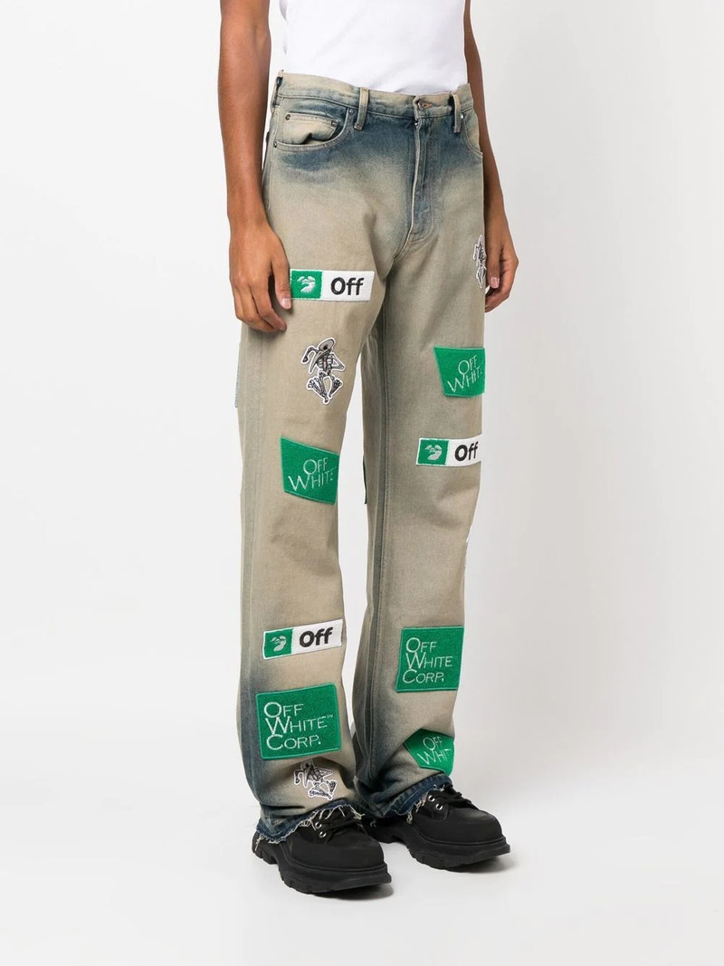 Diag Straight-Leg Bleached Appliquéd Jeans 3