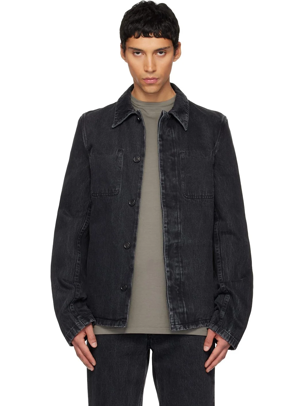 Black Faded Denim Jacket - 1