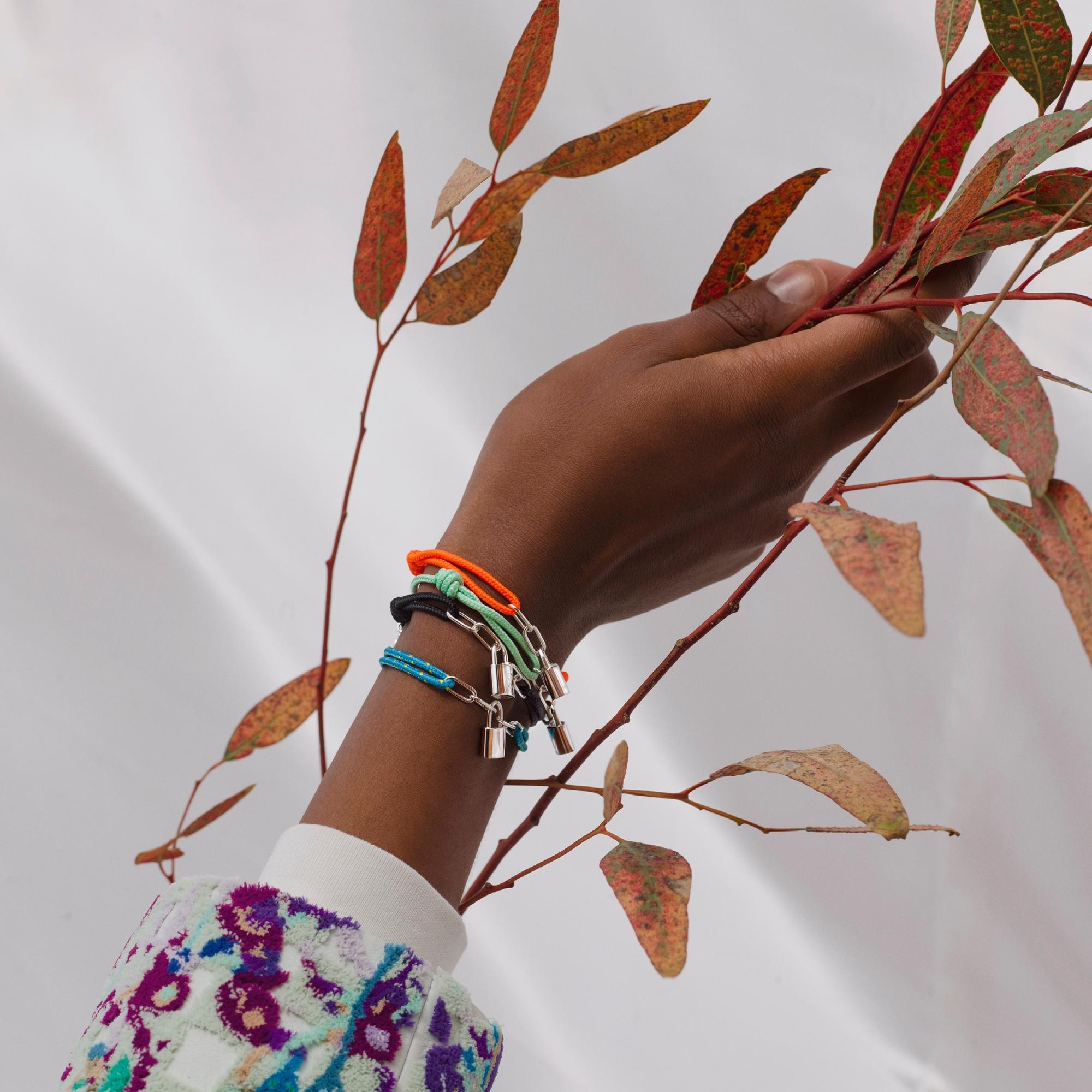 Silver Lockit X Virgil Abloh Bracelet, Sterling Silver And Celadon Cord - 2