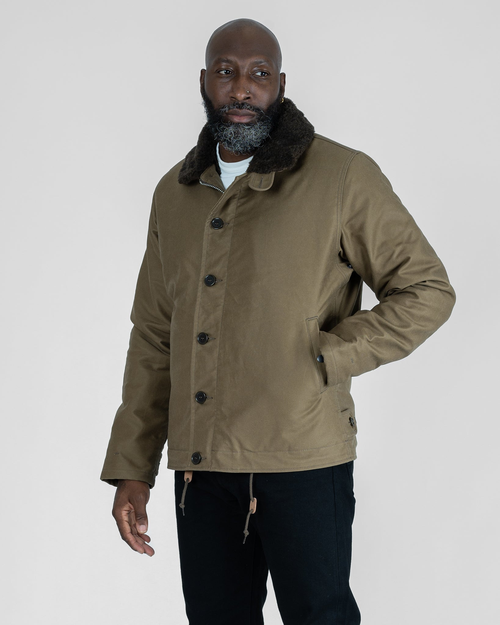 IHM-37-KHA Oiled Whipcord N1 Deck Jacket - Khaki - 2