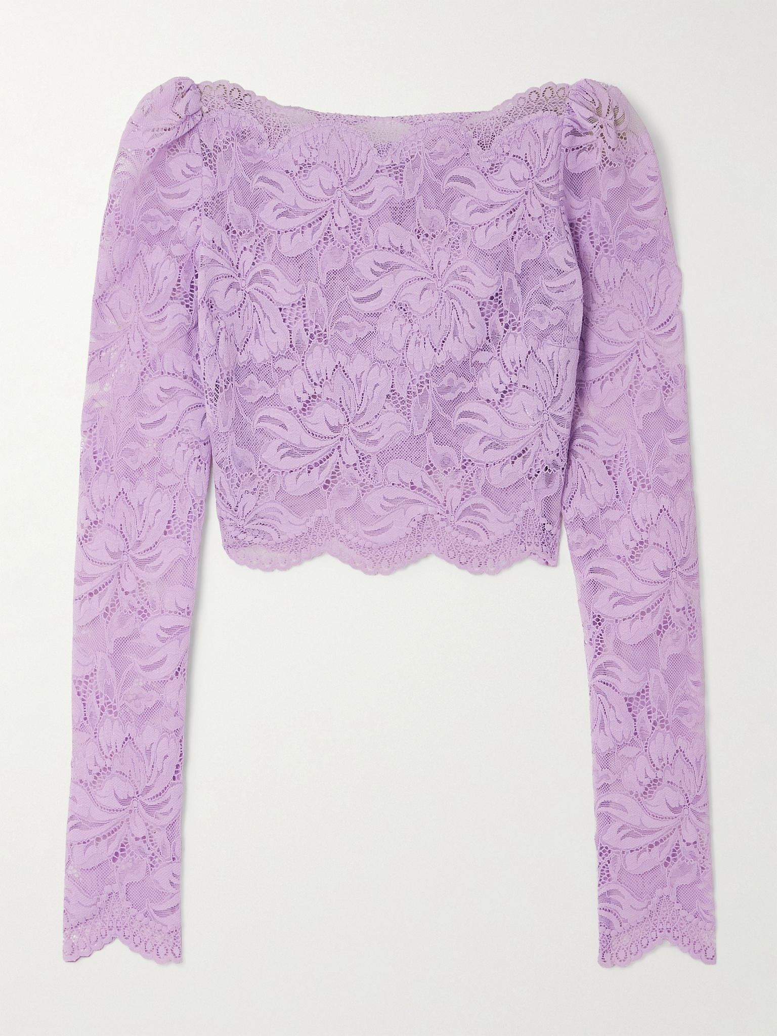 Cropped guipure lace top Lilac - 1