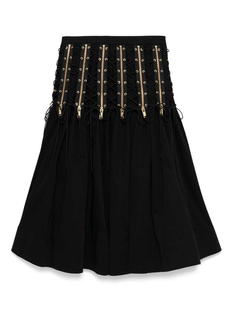 UNDERCOVER zipped lace-up midi skirt outlook