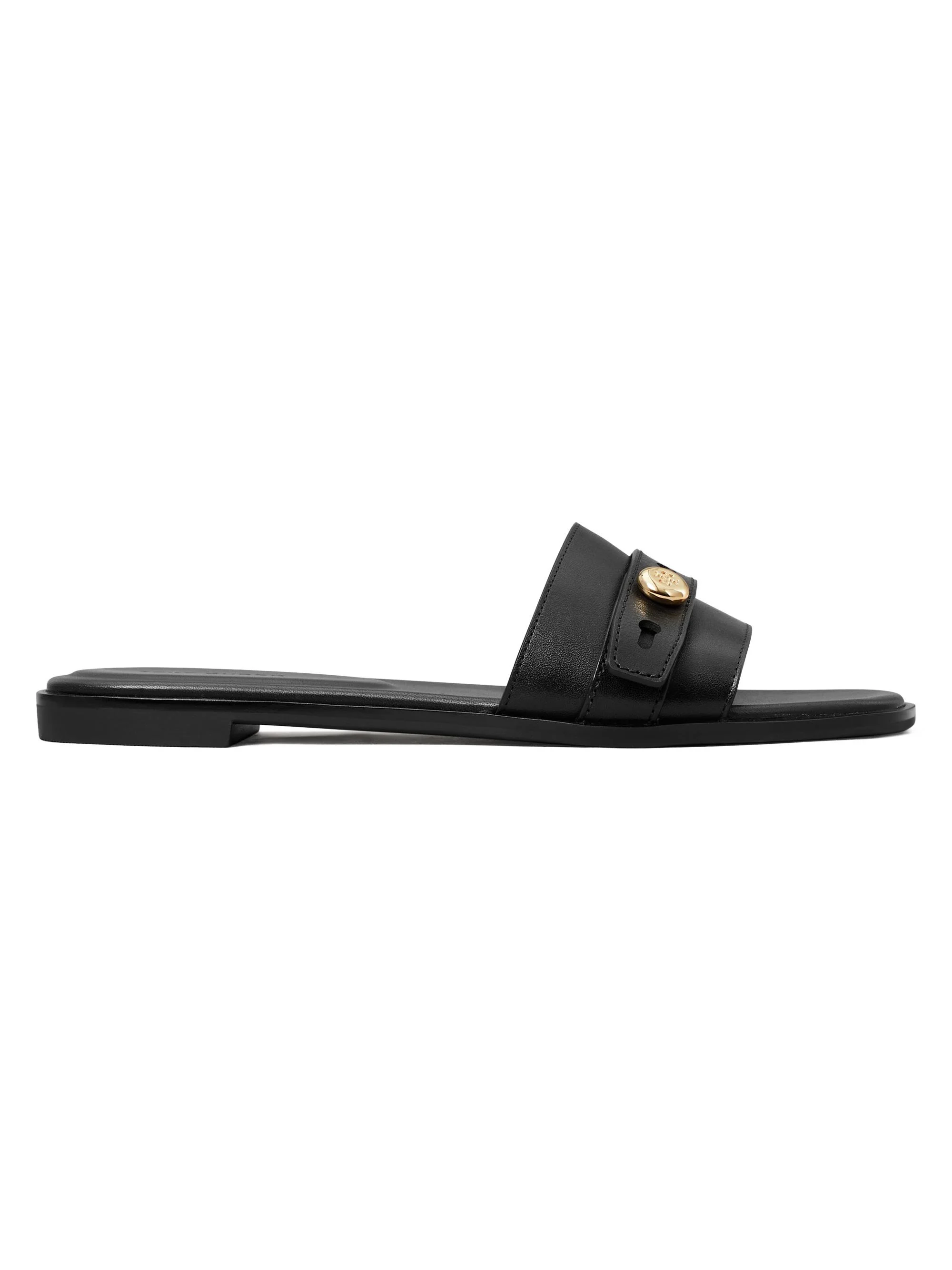 Women's Romy Leather Slide Sandals - Perfect Black - 1