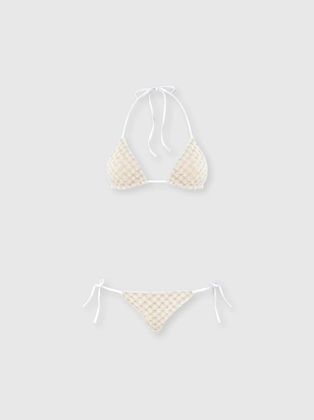Triangle bikini in lamé viscose with raschel workmanship - 1