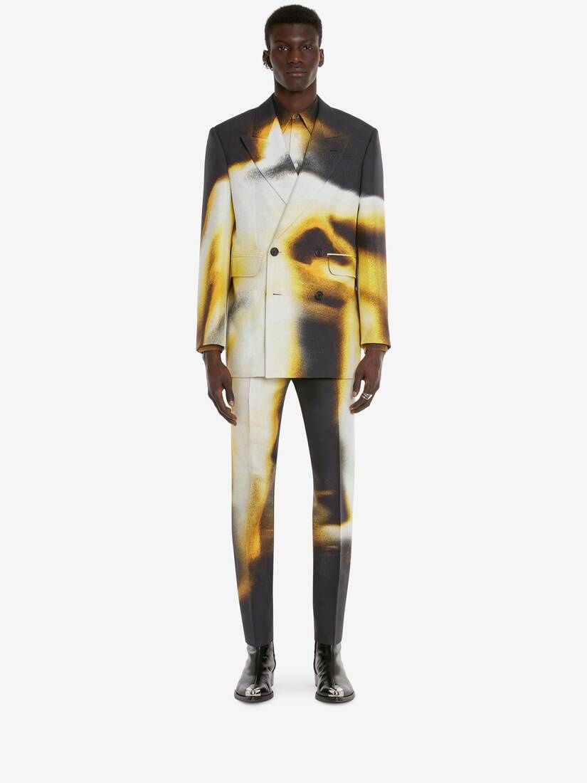 Men's Silhouette Cigarette Trousers in Black/pop Yellow - 2
