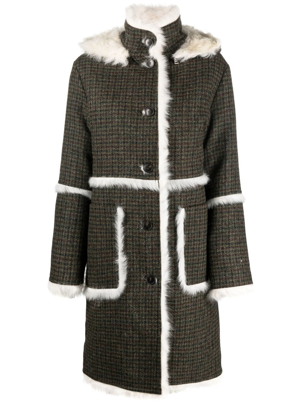 shearling wool coat - 1