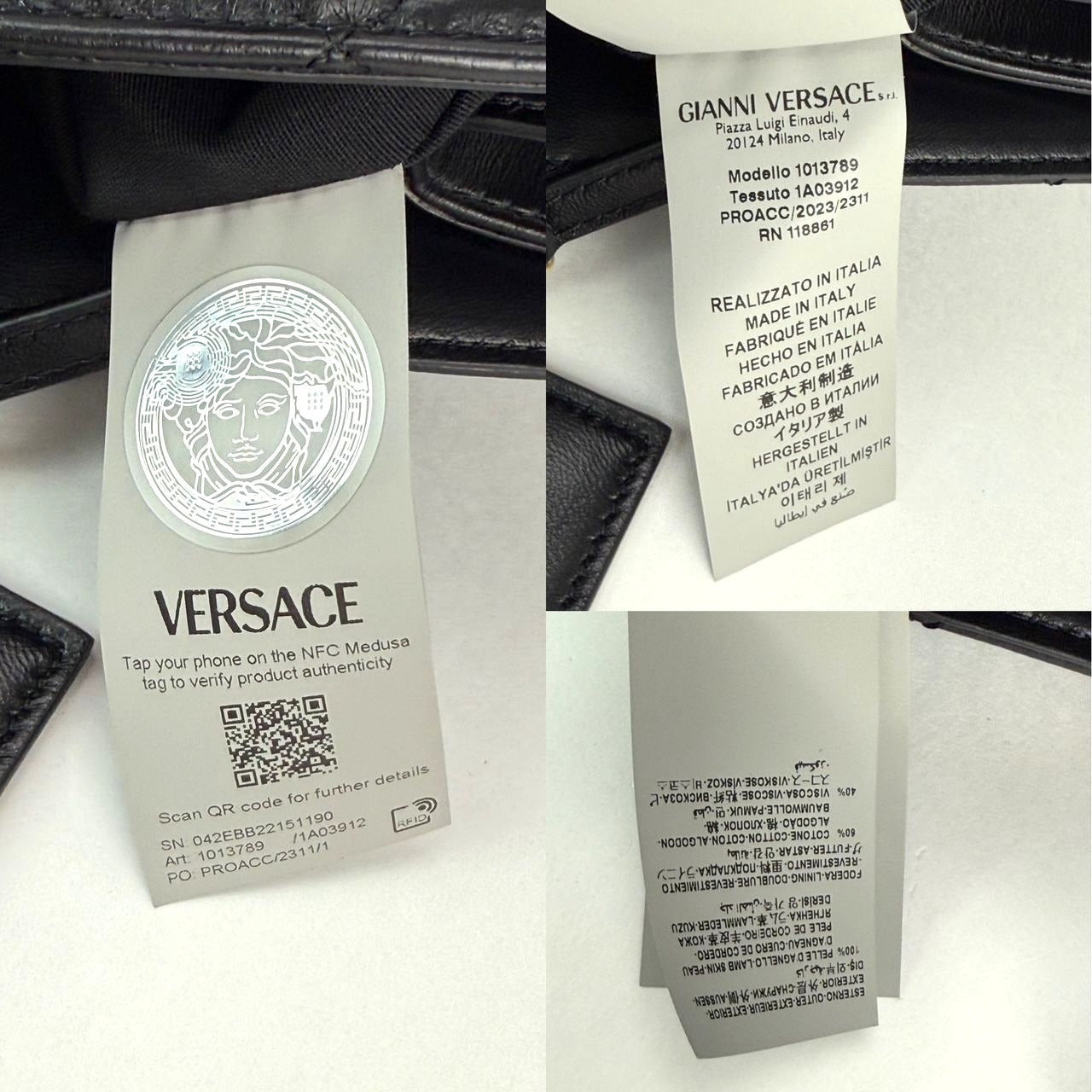 Versace Gianni - Versace Gianni Nappa Quilted Medusa Black Leather Tote Bag - 5