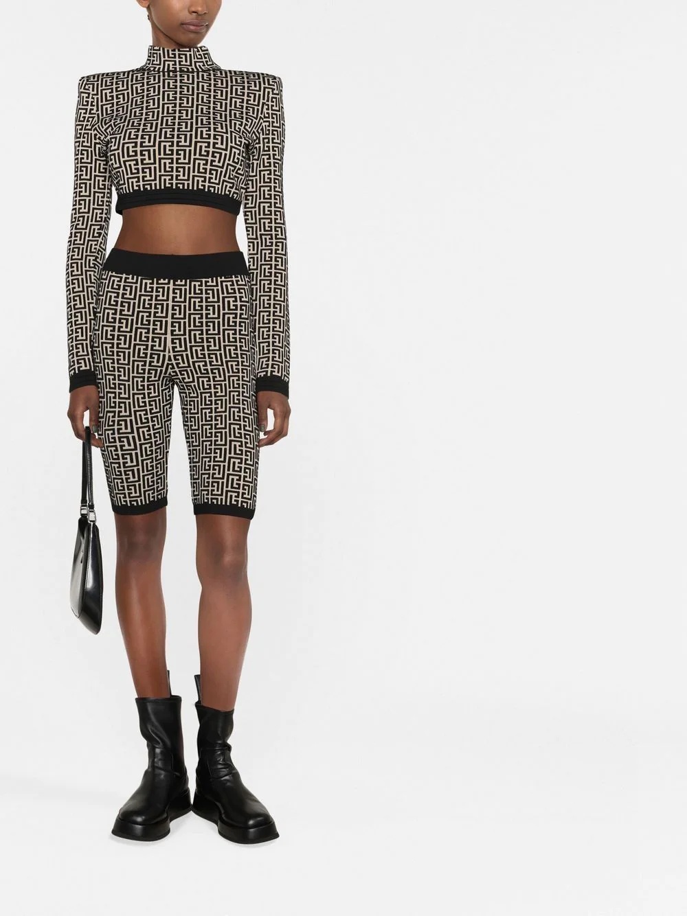 monogram-print knitted shorts - 2