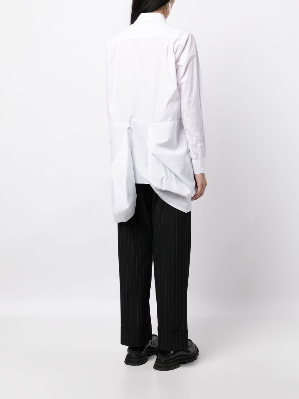 asymmetric-hem cotton shirt - 4
