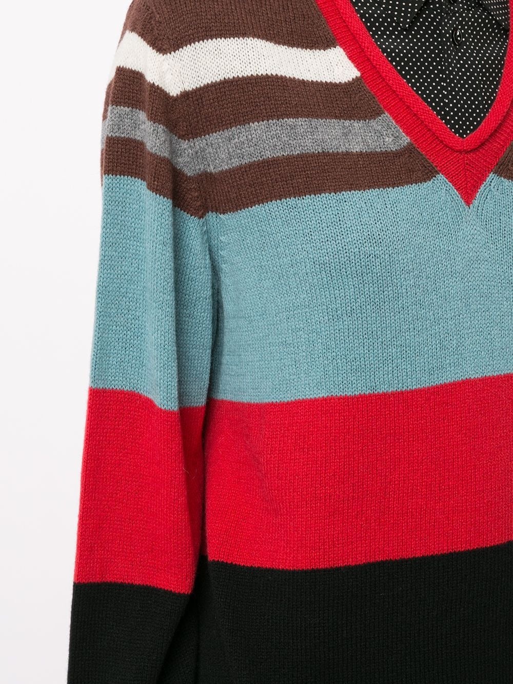 colour block V-neck jumper - 5