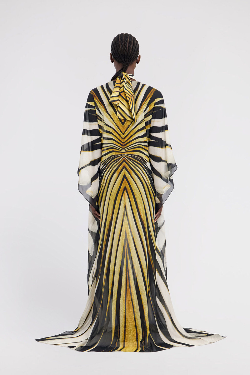 Ray Of Gold Print Silk Maxi Dress 4