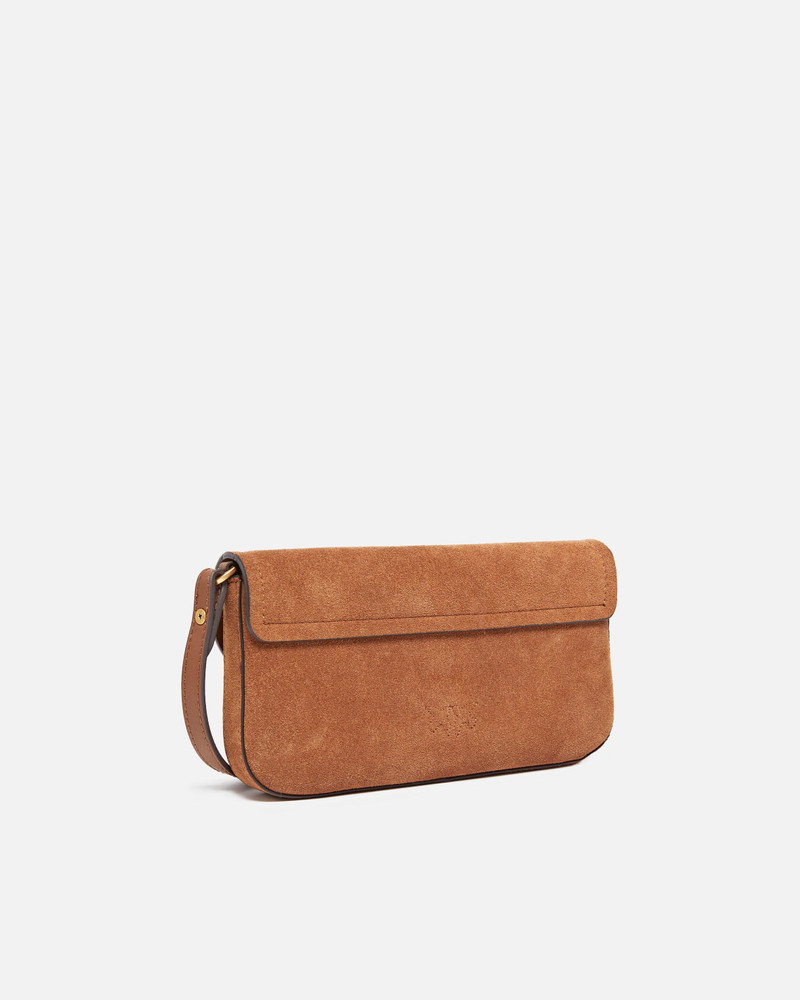 PINKO SADDLE FLAT MEDIUM SHOULDER BAG IN SUEDE outlook