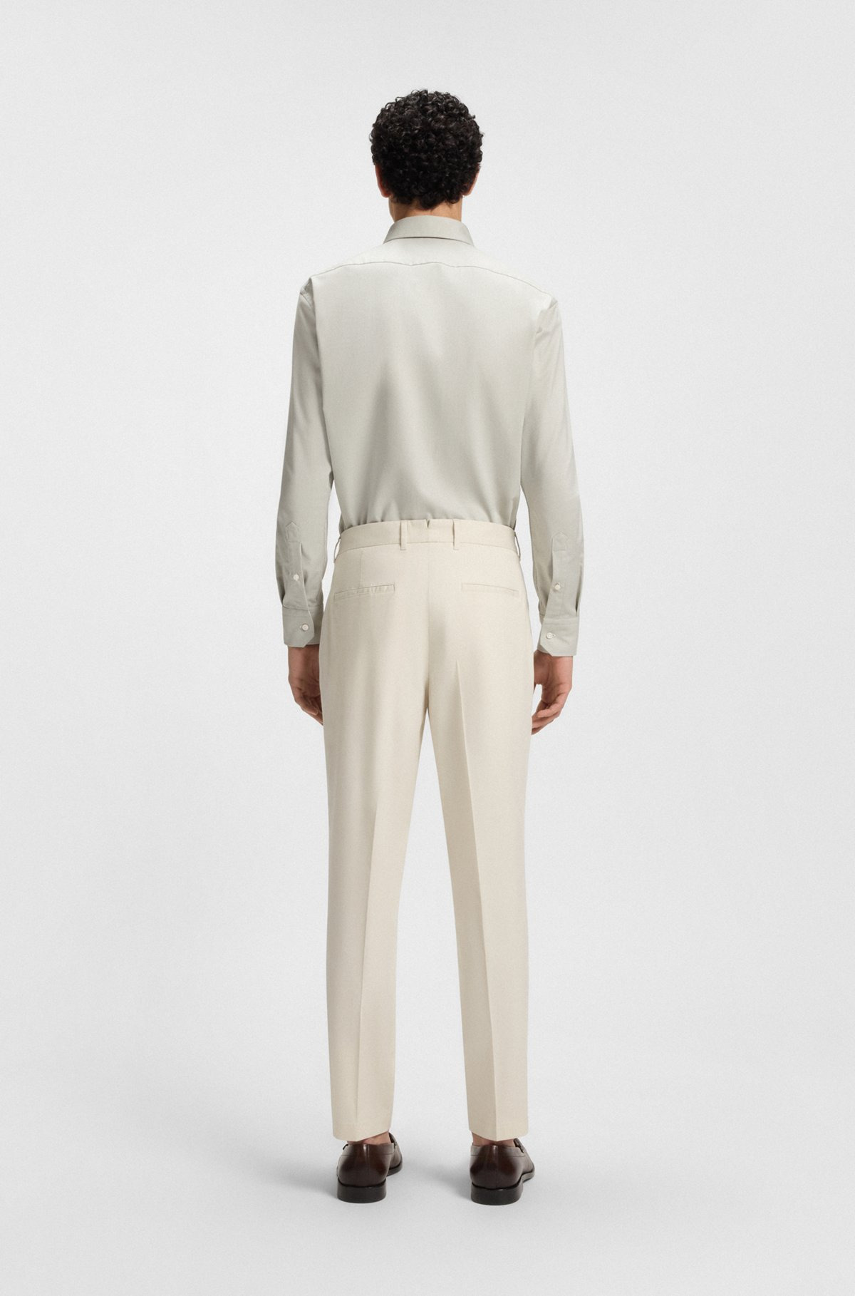 MACHINE-WASHABLE TAPERED-FIT TROUSERS IN STRETCH FABRIC - 4