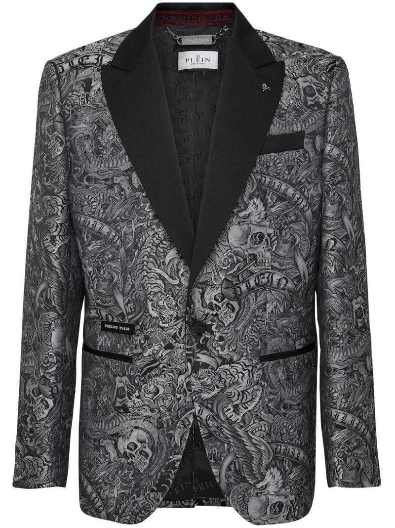 tattoo-print twill blazer 1