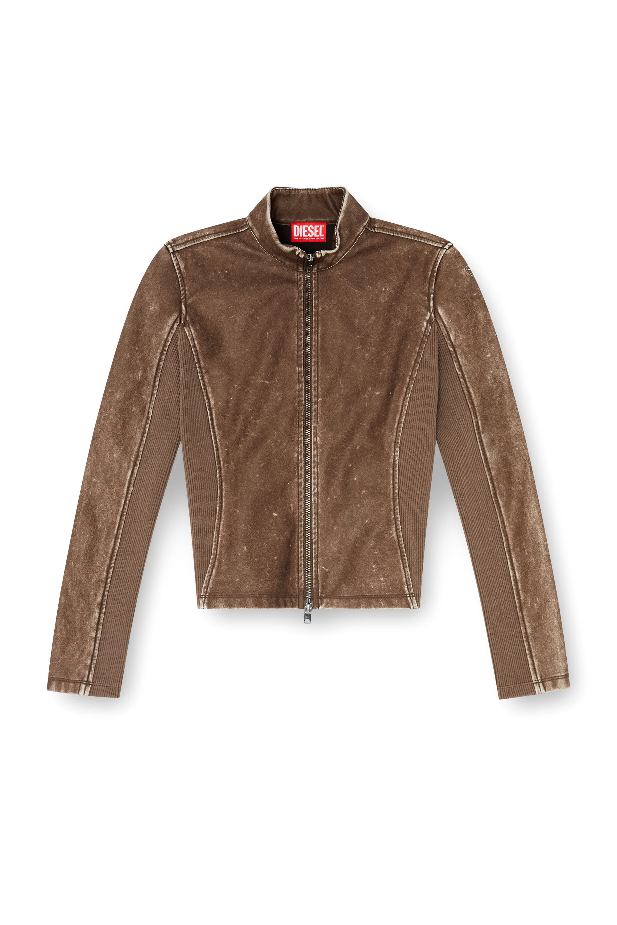 BIKER JACKET WITH RIB-KNIT INSERTS - 1
