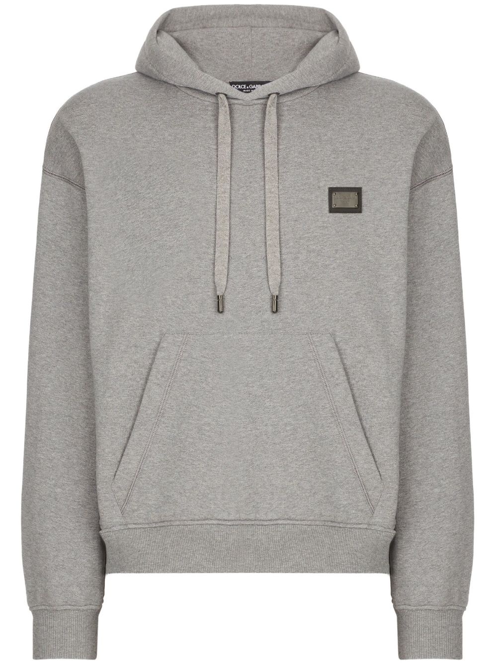 logo-patch cotton hoodie - 1