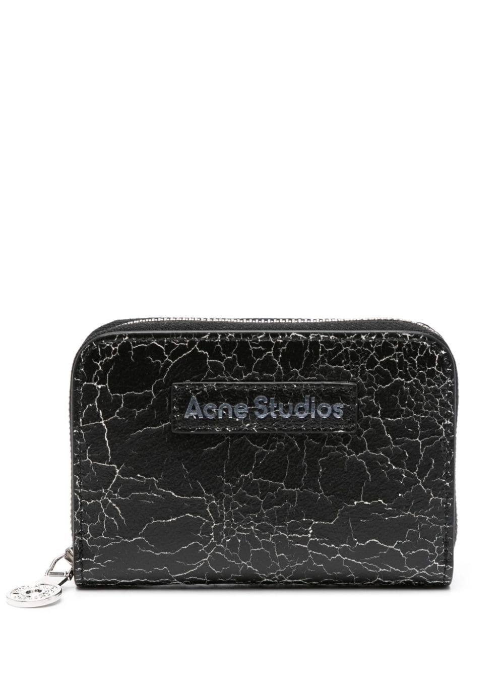 logo-patch cracked leather wallet - 1