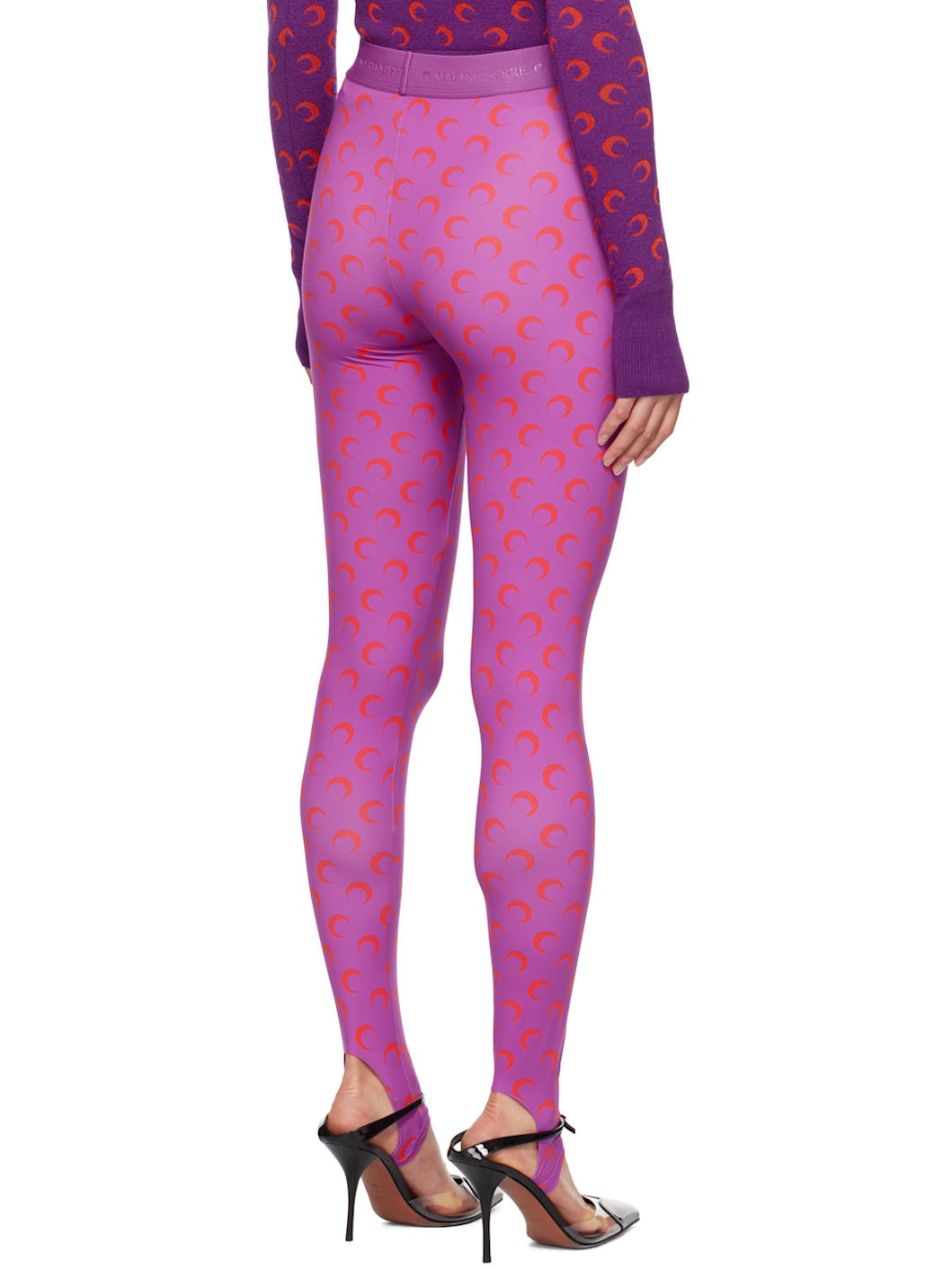 【関税込み】Marine Serre パープル All Over Moon レギンス Marine Serre Purple All Over Moon Leggings | REVERSIBLE