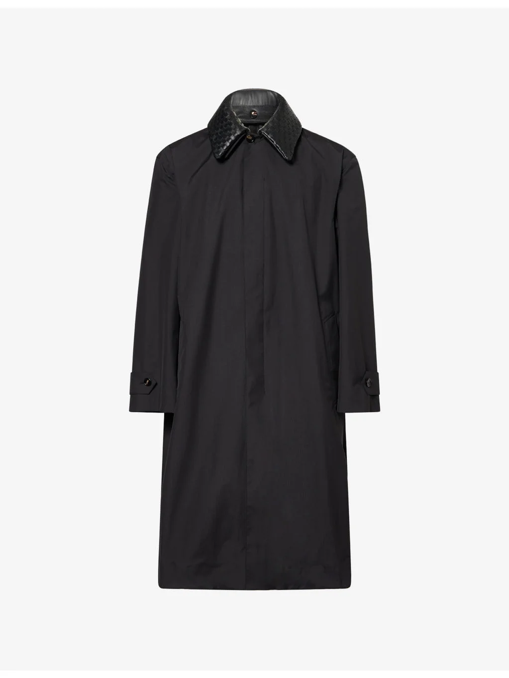 Contrast-Collar Technical Wool and Silk-Blend Coat - 1