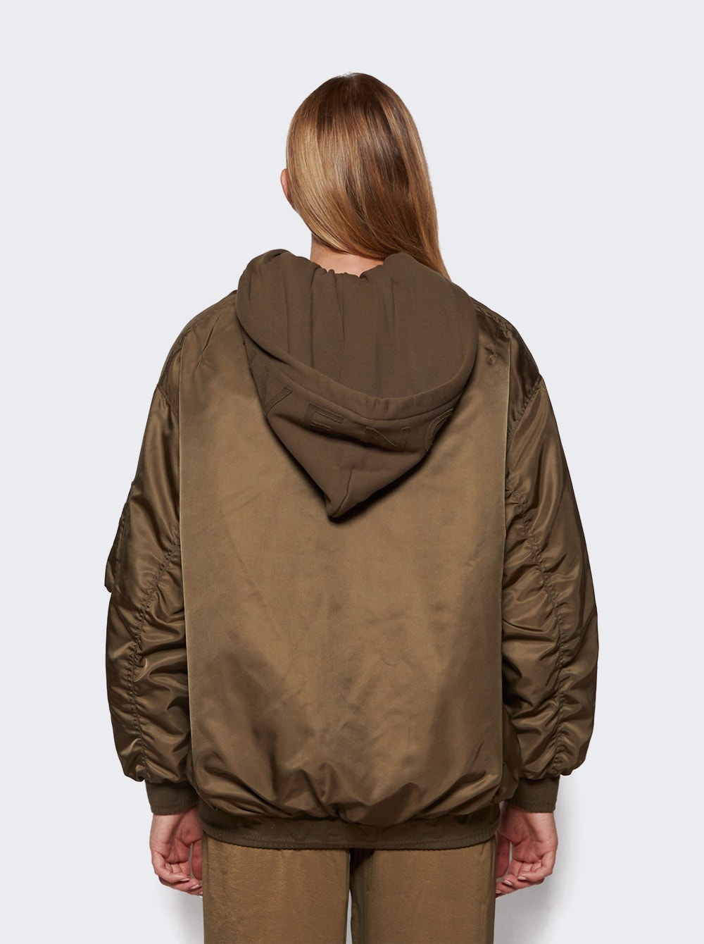 Oversized Bomber Jacket Dark Khaki Green - 5