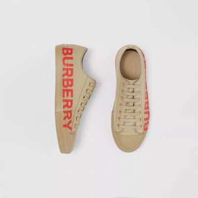 Burberry Logo Print Cotton Gabardine Sneakers outlook