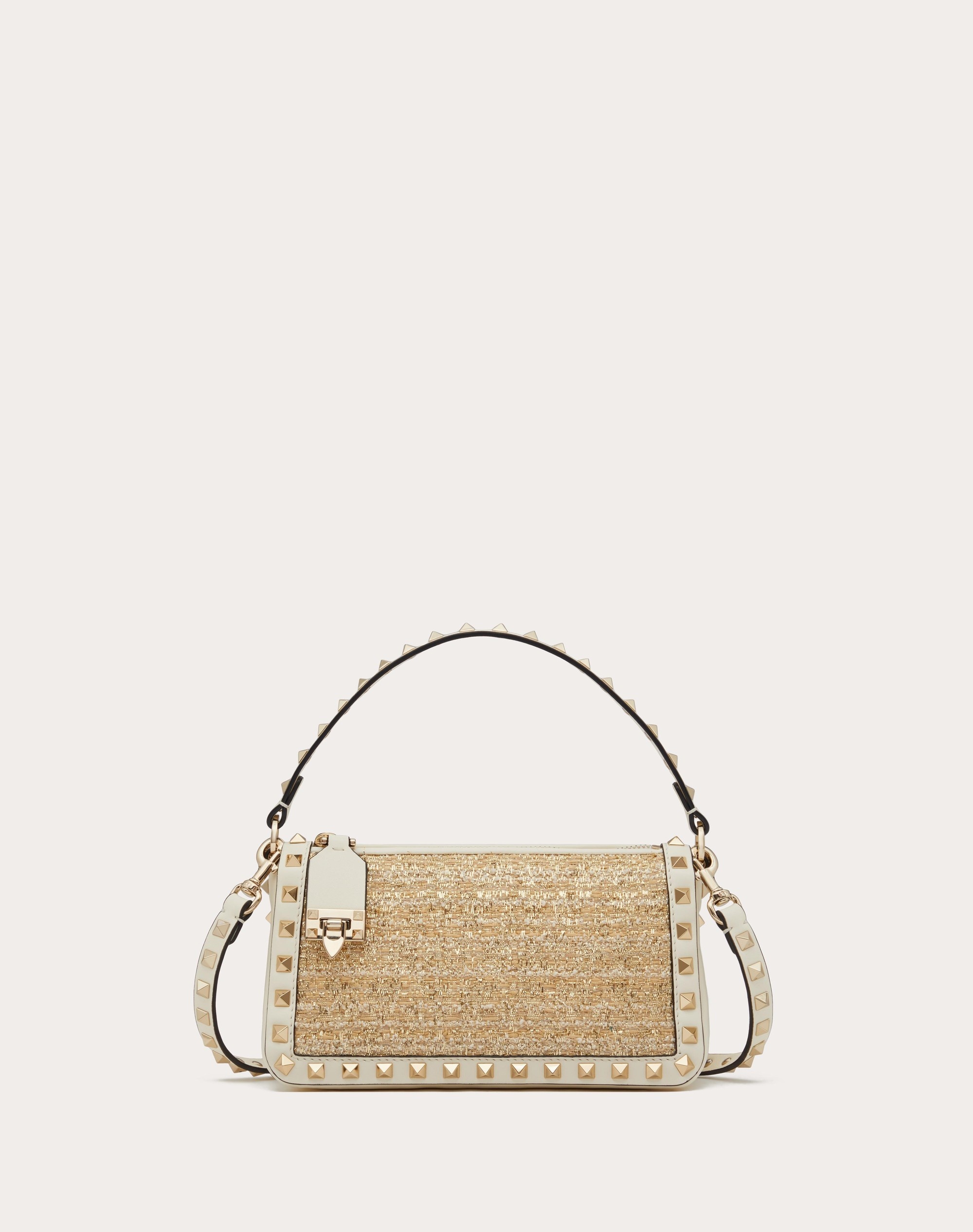 SMALL ROCKSTUD SHOULDER BAG IN BOUCLÉ RAFFIA - 1