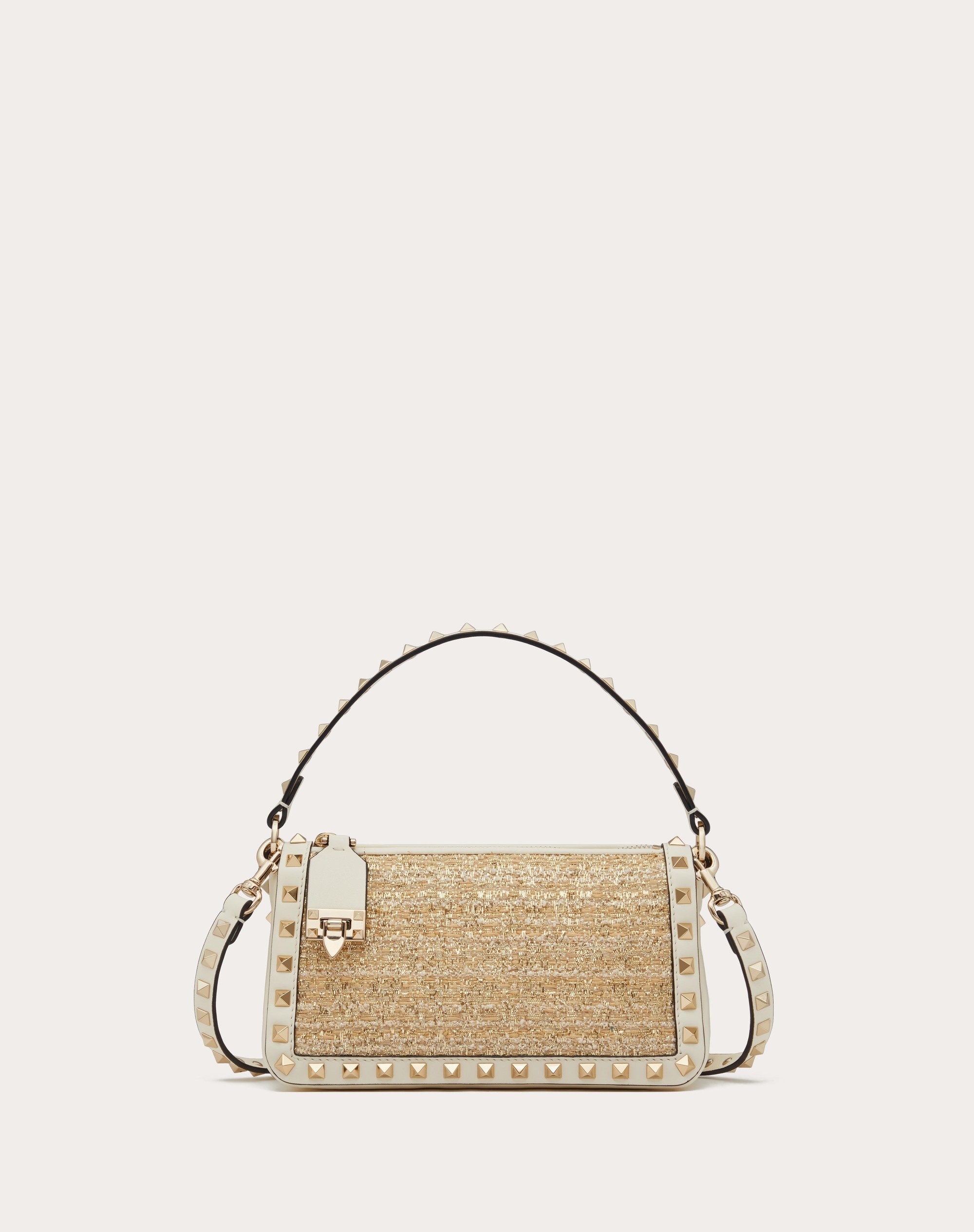 SMALL ROCKSTUD SHOULDER BAG IN BOUCLÉ RAFFIA - 1