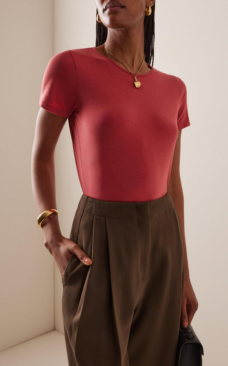 Another Tomorrow Exclusive Stretch-Jersey T-Shirt pink outlook