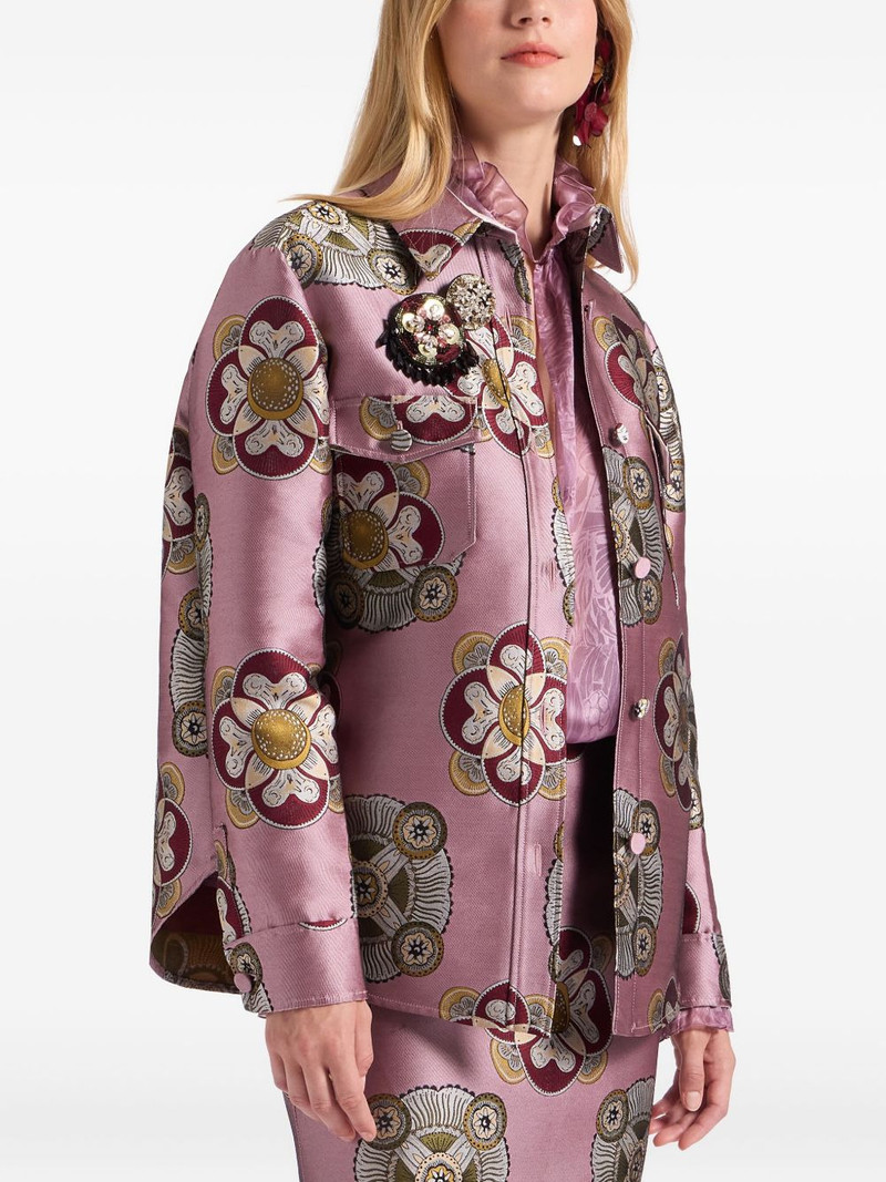 La DoubleJ floral-print jacquard shirt jacket outlook