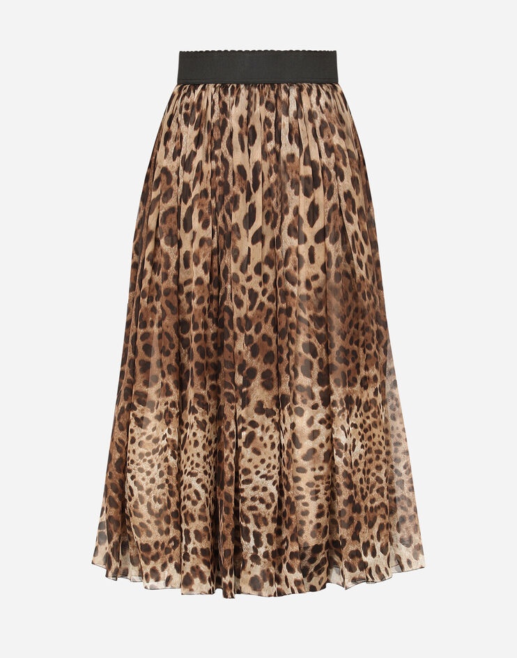 Leopard-print chiffon midi skirt - 3