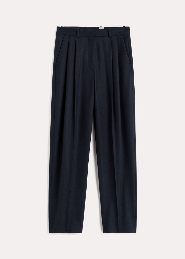 Double-pleated tailored trousers navy - 1