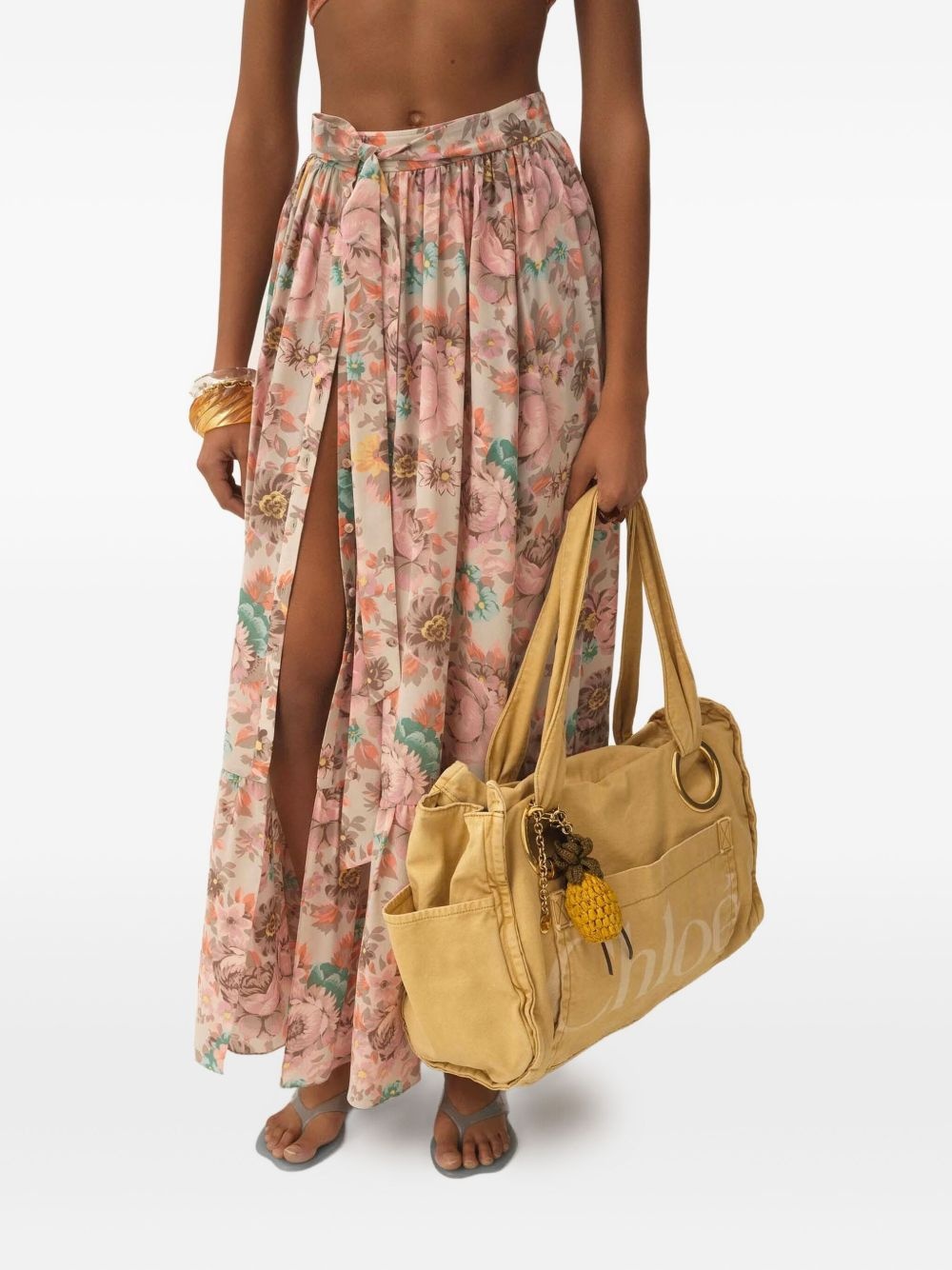 floral-print ruffled beach skirt - 4