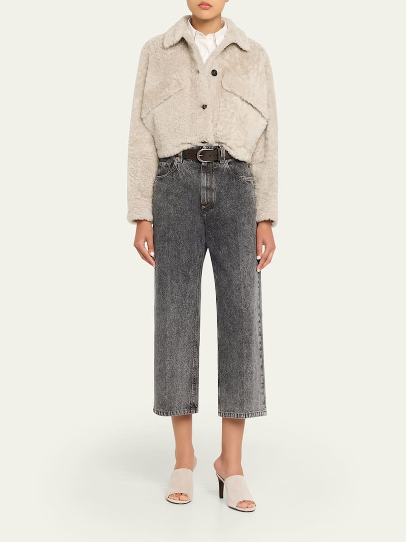 Brunello Cucinelli Lamb Shearling Cropped Jacket outlook