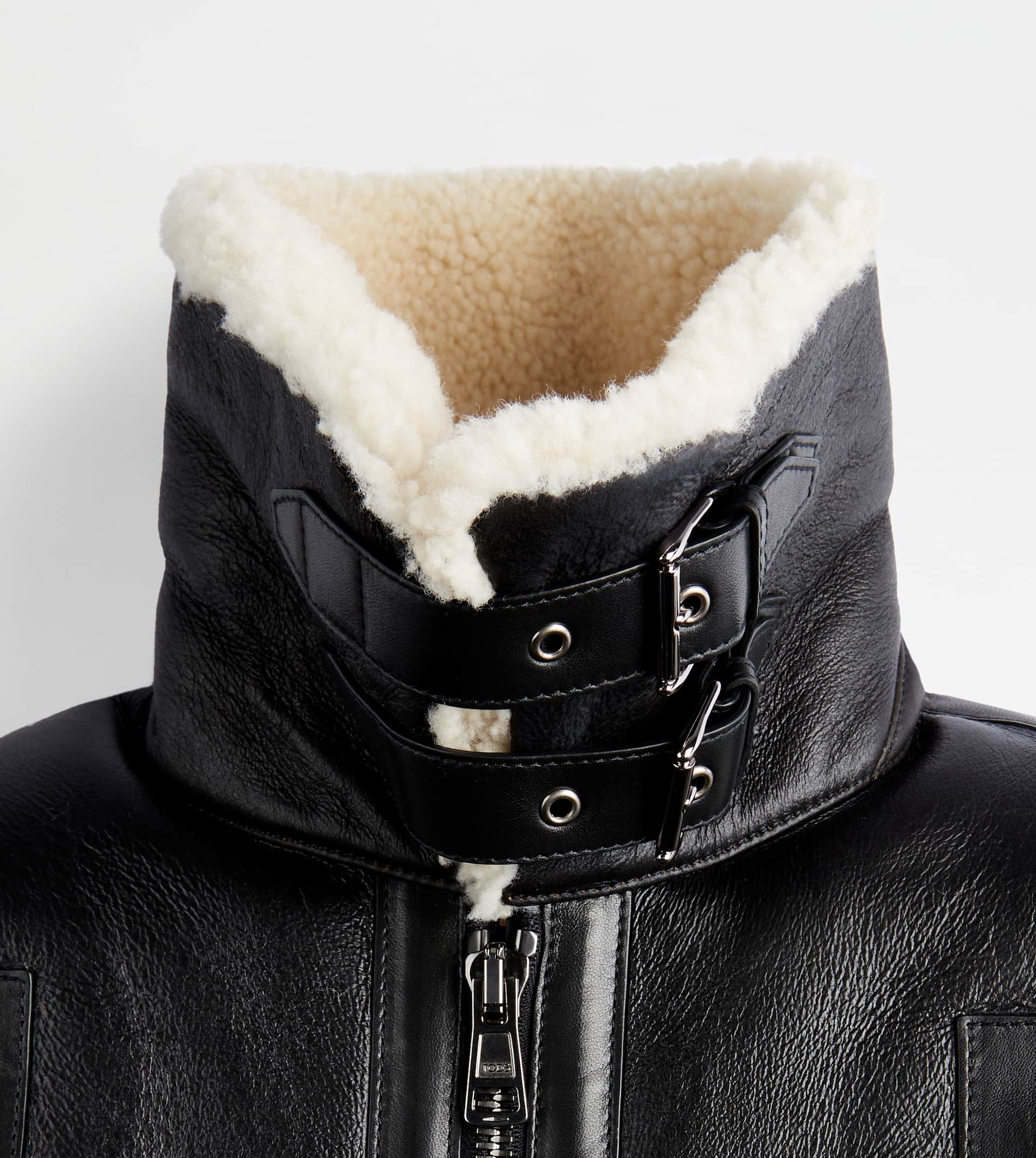 AVIATOR JACKET IN SHEEPSKIN - BEIGE, BLACK - 9