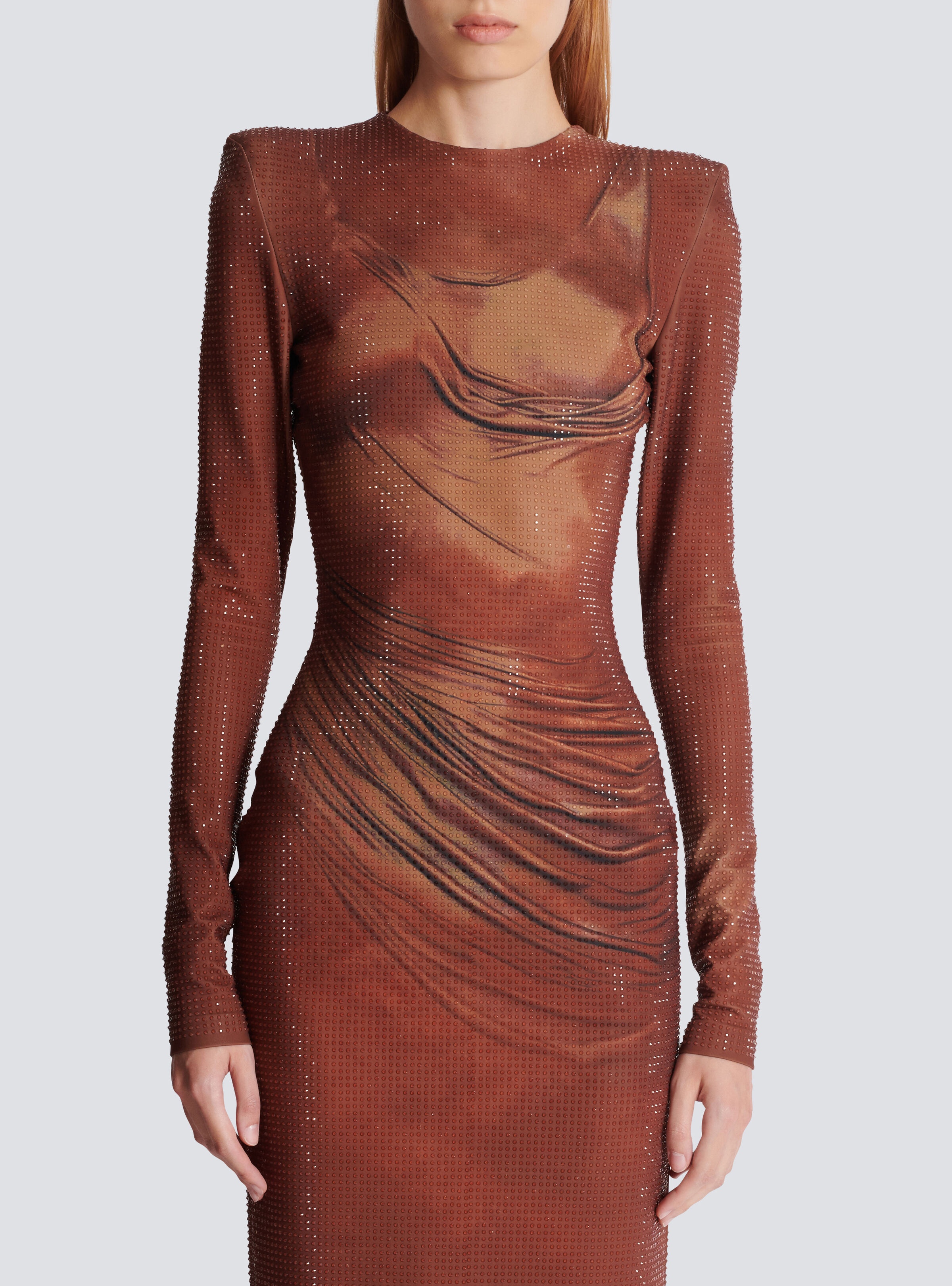Printed long rhinestone dress - 5