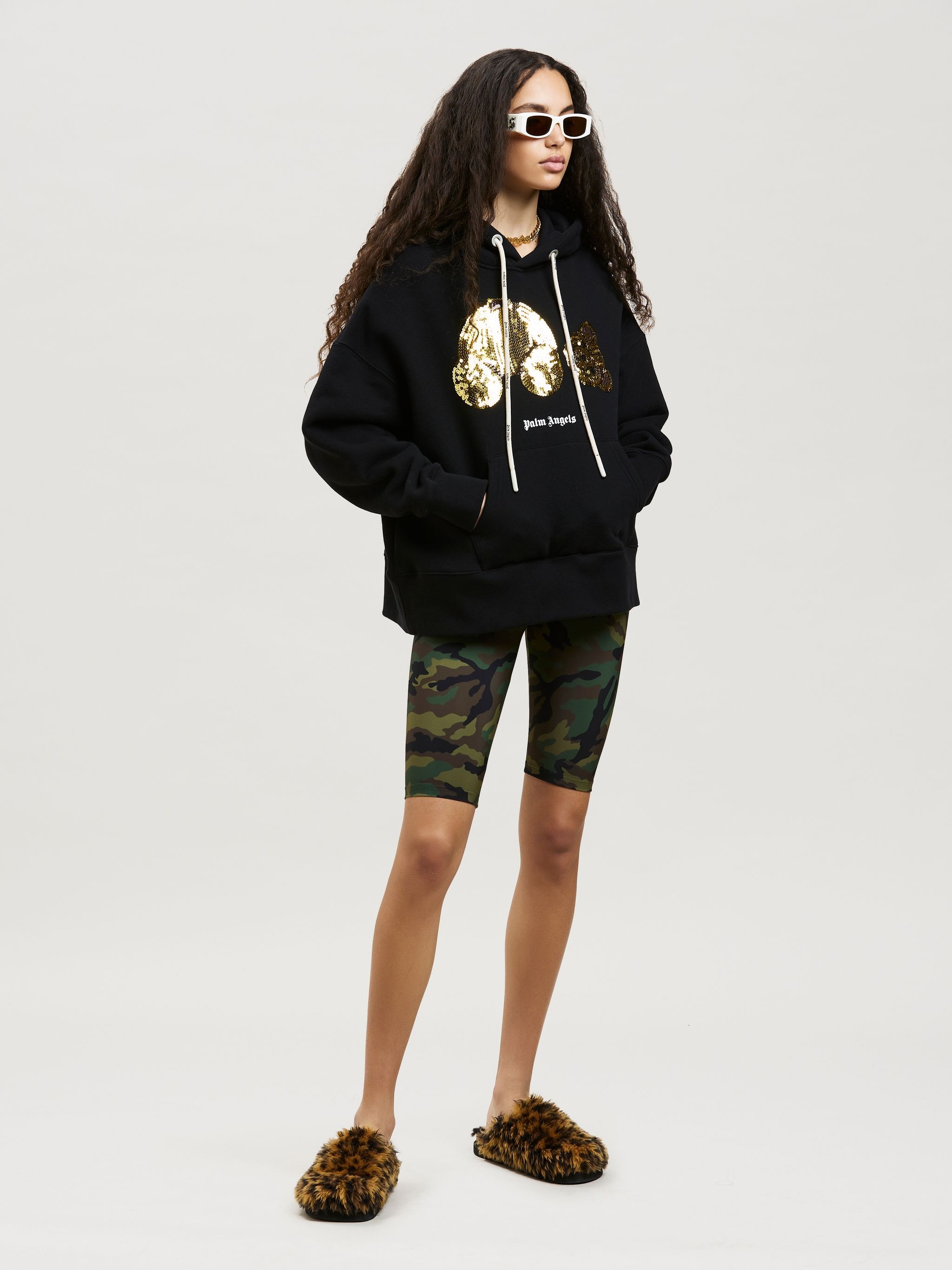 GOLD SEQUINS BEAR HOODIE - 2