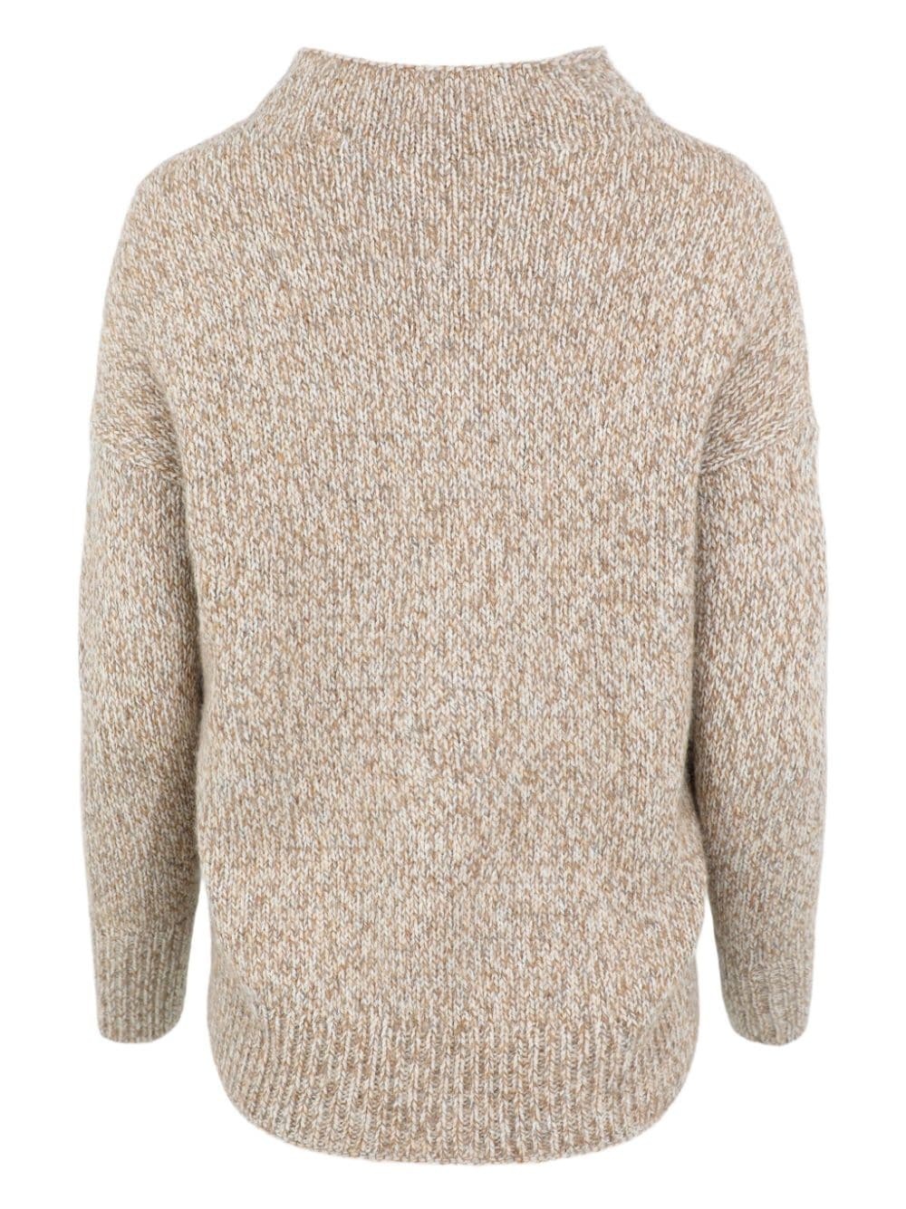 funnel-neck tweed-effect jumper - 2