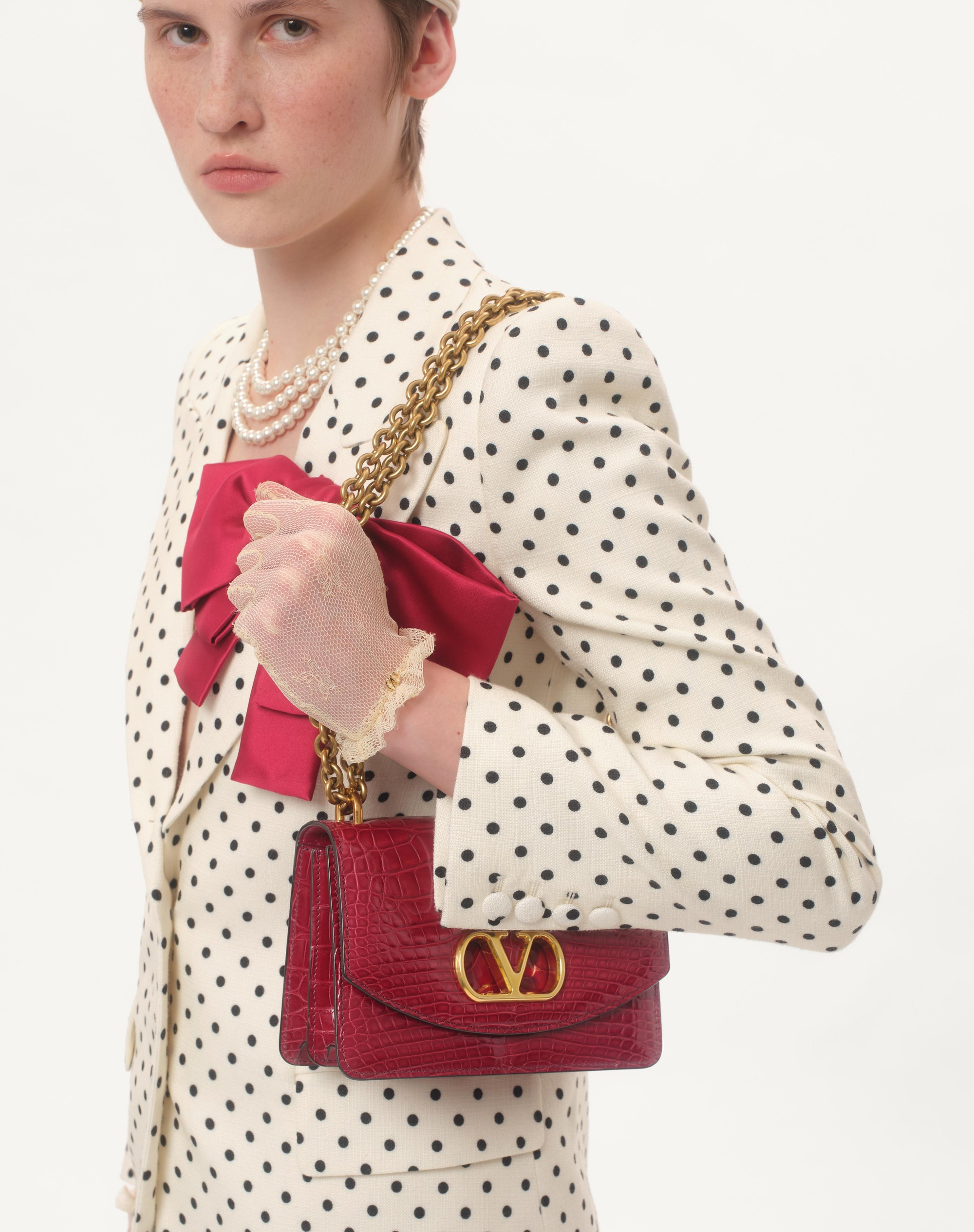 VALENTINO GARAVANI VAIN SMALL SHOULDER BAG IN CROCODILE LEATHER - 7