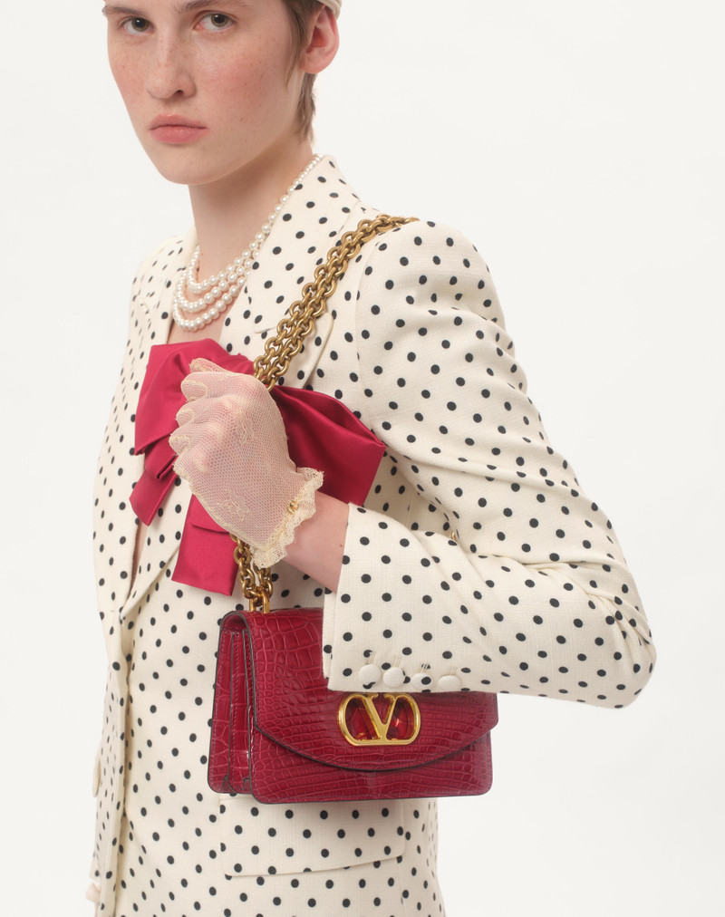 VALENTINO GARAVANI VAIN SMALL SHOULDER BAG IN CROCODILE LEATHER 7