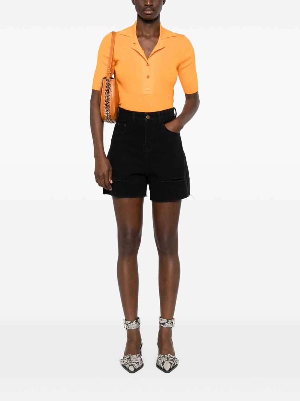 ribbed short-sleeve polo top - 2