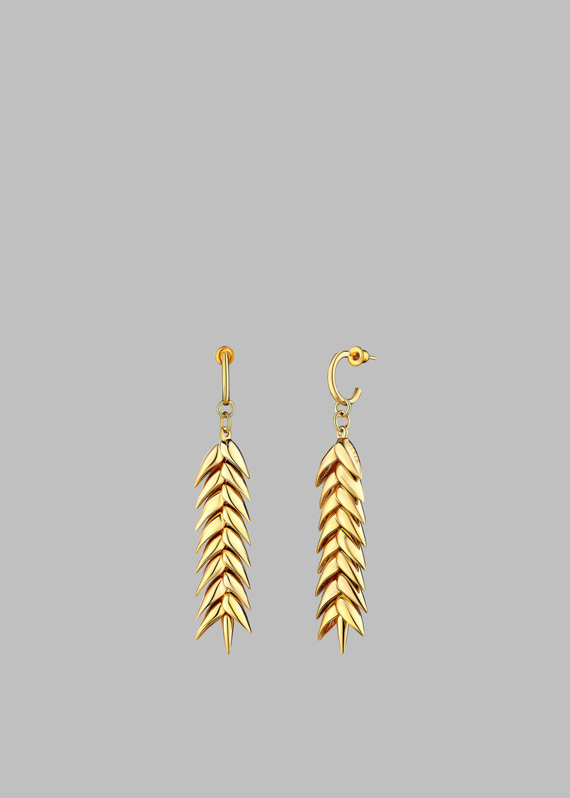 Bevza Spikelet Medium Hoop Earrings - Gold 1