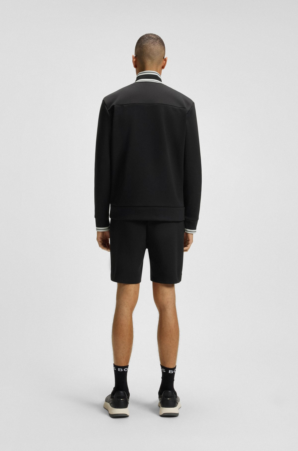 ZIP-UP SWEATSHIRT WITH STRIPED TRIMS - 5