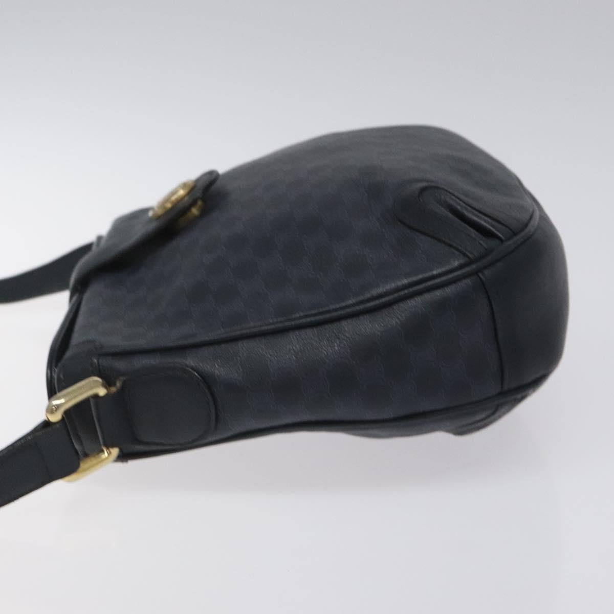CELINE Macadam Canvas Shoulder Bag Leather Navy Gold - 5