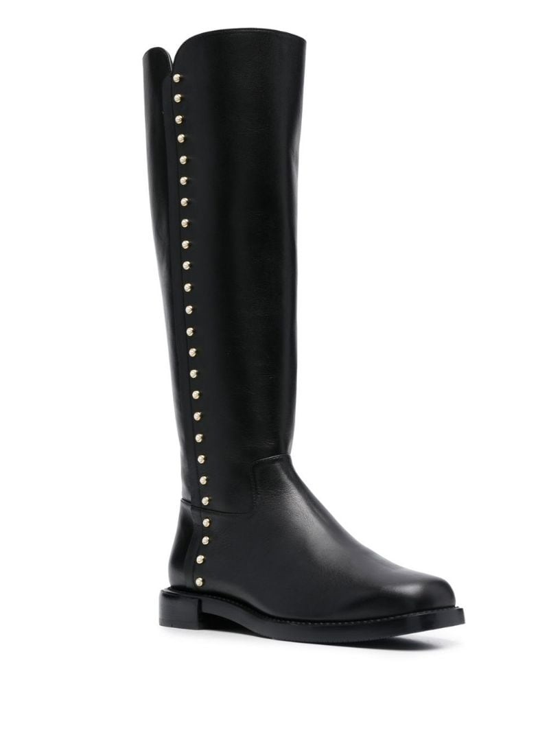 pearl-embellished knee-length boots - 2