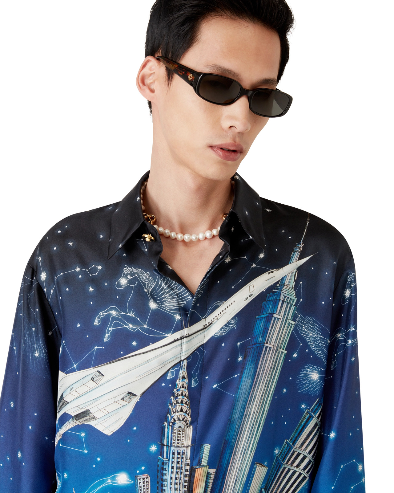 Vol De Nuit Silk Long Sleeve Shirt - 9