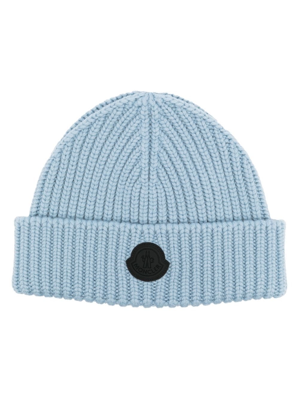 logo-patch knit wool beanie - 1