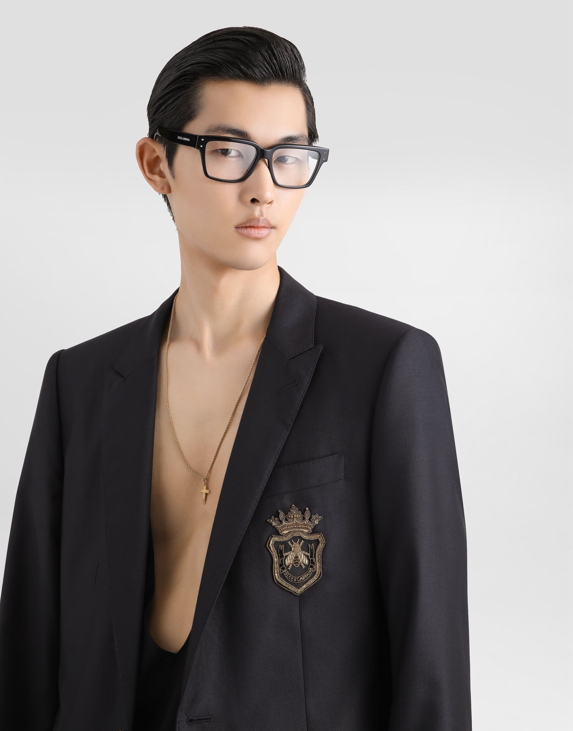 Single-breasted wool and silk jacket with patch - 4